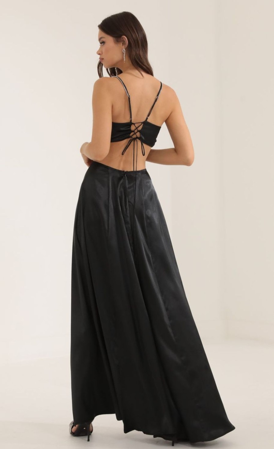 Clothing LUCY IN THE SKY | Aggie Two Piece Maxi Skirt Set In Black | Lucy In The Sky