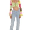 Clothing LUCY IN THE SKY | Austin Crochet Bell Sleeve Top In Multi Color | Lucy In The Sky