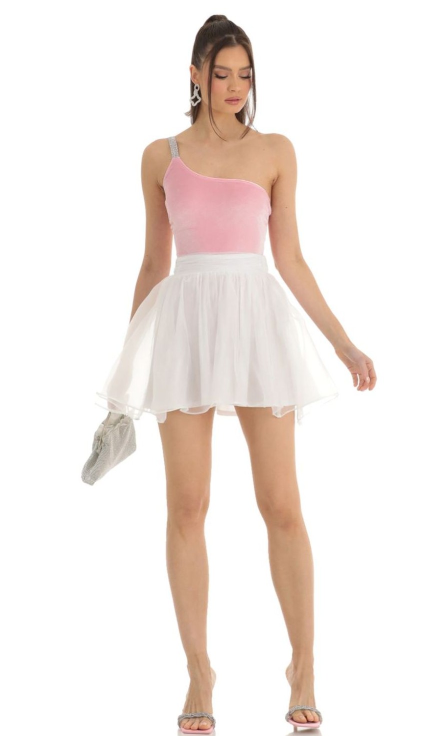 Clothing LUCY IN THE SKY | Jaylee Skater Skirt In White | Lucy In The Sky