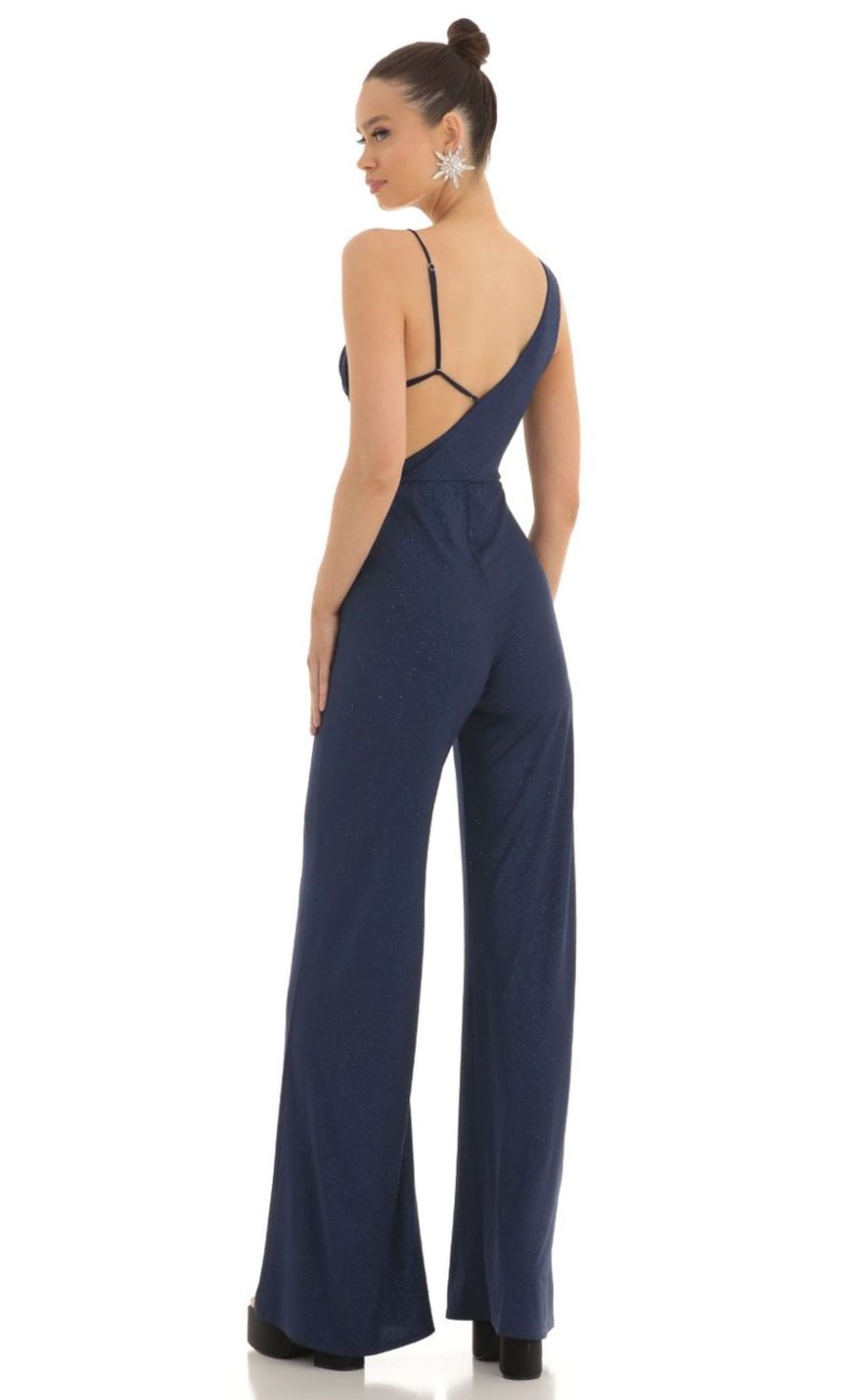 Clothing LUCY IN THE SKY | Late To The Party Glitter Bikini Jumpsuit In Navy | Lucy In The Sky