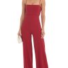 Clothing LUCY IN THE SKY | Jorden Wide Leg Corset Jumpsuit In Red | Lucy In The Sky