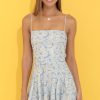 Clothing LUCY IN THE SKY | Bella Floral Pleated Romper In Blue | Lucy In The Sky