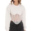 Clothing LUCY IN THE SKY | Mesh Corset Jumper In White | Lucy In The Sky