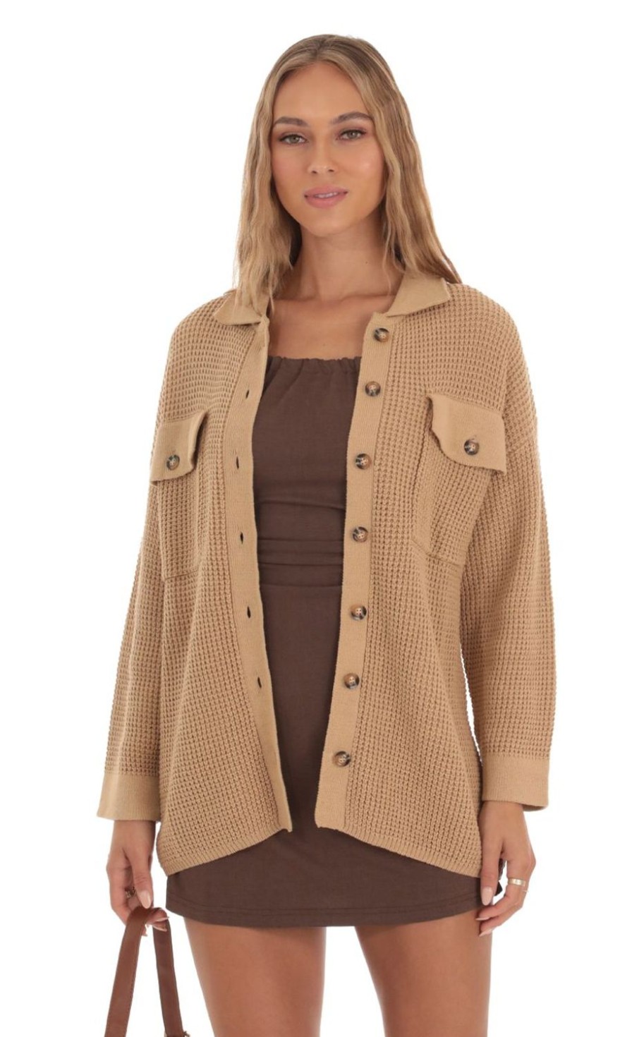 Clothing LUCY IN THE SKY | Bolei Oversize Cardigan In Brown | Lucy In The Sky