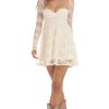 Clothing LUCY IN THE SKY | Long Sleeve Lace Babydoll Dress In Cream | Lucy In The Sky