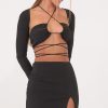 Clothing LUCY IN THE SKY | Frenchy Three Piece Set In Black Shimmer | Lucy In The Sky