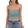 Clothing LUCY IN THE SKY | Mesh Strapless Corset Top In Blue | Lucy In The Sky