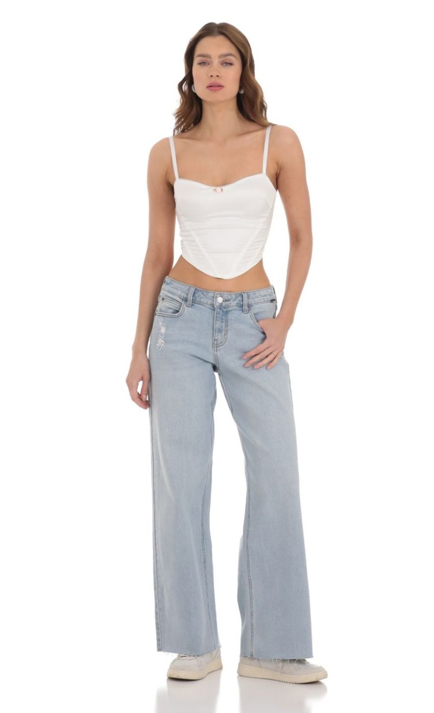 Clothing LUCY IN THE SKY | Wide Leg Jeans In Light Denim | Lucy In The Sky