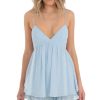 Clothing LUCY IN THE SKY | Rivka Chiffon Dotted Romper In Blue | Lucy In The Sky