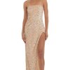 Clothing LUCY IN THE SKY | Birch Velvet Sequin Strapless Dress In Champagne | Lucy In The Sky