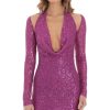 Clothing LUCY IN THE SKY | Reanne Sequin Shoulder Cutout Dress In Purple | Lucy In The Sky