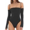 Clothing LUCY IN THE SKY | Off Shoulder Square Neck Bodysuit In Black | Lucy In The Sky