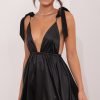 Clothing LUCY IN THE SKY | Valentine Satin Dress In Black | Lucy In The Sky