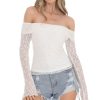 Clothing LUCY IN THE SKY | Off Shoulder Lace Top In White | Lucy In The Sky