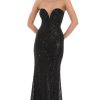 Clothing LUCY IN THE SKY | Strapless Sequin Mermaid Maxi Dress In Black | Lucy In The Sky