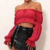 Clothing LUCY IN THE SKY | Wild Thoughts Off The Shoulder Top In Red | Lucy In The Sky