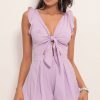 Clothing LUCY IN THE SKY | Blair Front Tie Romper In Lilac | Lucy In The Sky