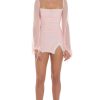 Clothing LUCY IN THE SKY | Mesh Lace Ruched Dress In Baby Pink | Lucy In The Sky