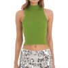 Clothing LUCY IN THE SKY | Knitted Mock Neck Top In Green | Lucy In The Sky