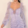 Clothing LUCY IN THE SKY | Couture Chiffon Puff Sleeve Dress In Lavender | Lucy In The Sky