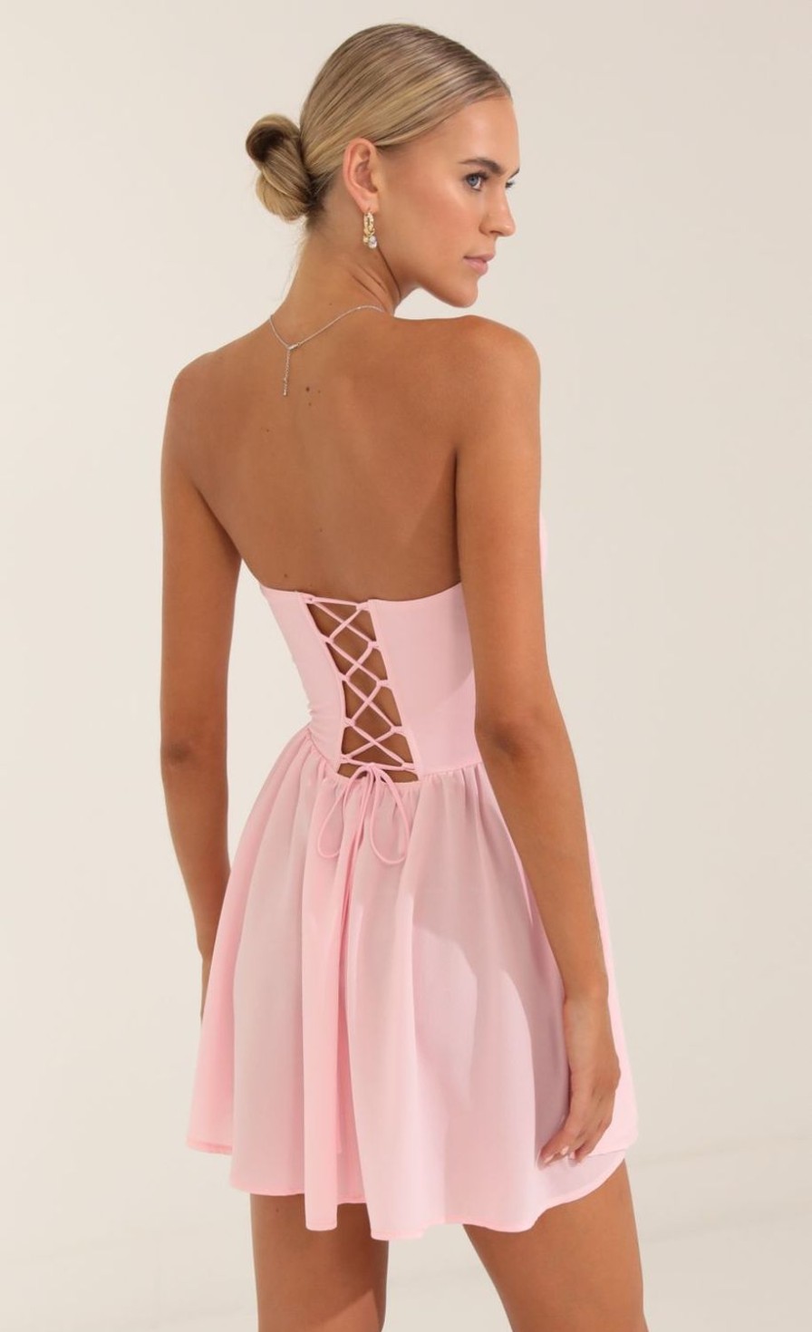 Clothing LUCY IN THE SKY | Glinda Crepe Corset Dress In Pink | Lucy In The Sky