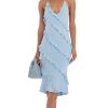 Clothing LUCY IN THE SKY | Daffodil Ruffle Halter Dress In Blue | Lucy In The Sky