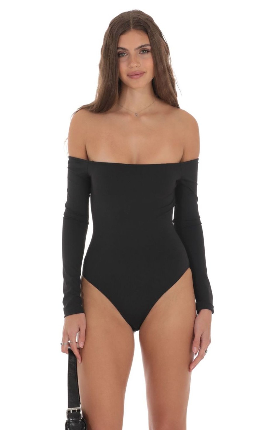 Clothing LUCY IN THE SKY | Off Shoulder Bodysuit In Black | Lucy In The Sky