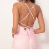 Clothing LUCY IN THE SKY | Rhythm Satin Cross Back Dress In Pink | Lucy In The Sky