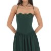 Clothing LUCY IN THE SKY | Embroidered Sequin Corset A-Line Dress In Green | Lucy In The Sky