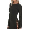 Clothing LUCY IN THE SKY | Asante Long Sleeve Lace Up Dress In Black | Lucy In The Sky