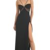 Clothing LUCY IN THE SKY | Dorian Rhinestone Crepe Cutout Maxi Dress In Black | Lucy In The Sky