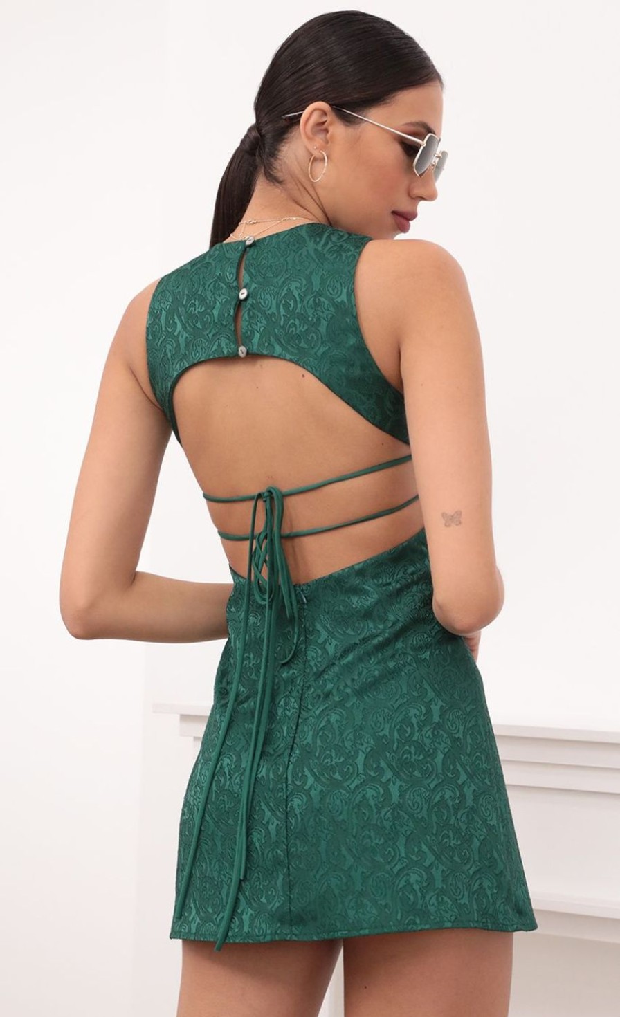 Clothing LUCY IN THE SKY | Violette Open Back Tank Dress In Green | Lucy In The Sky