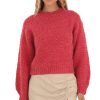 Clothing LUCY IN THE SKY | Chunky Knit Mock Neck Jumper In Red | Lucy In The Sky