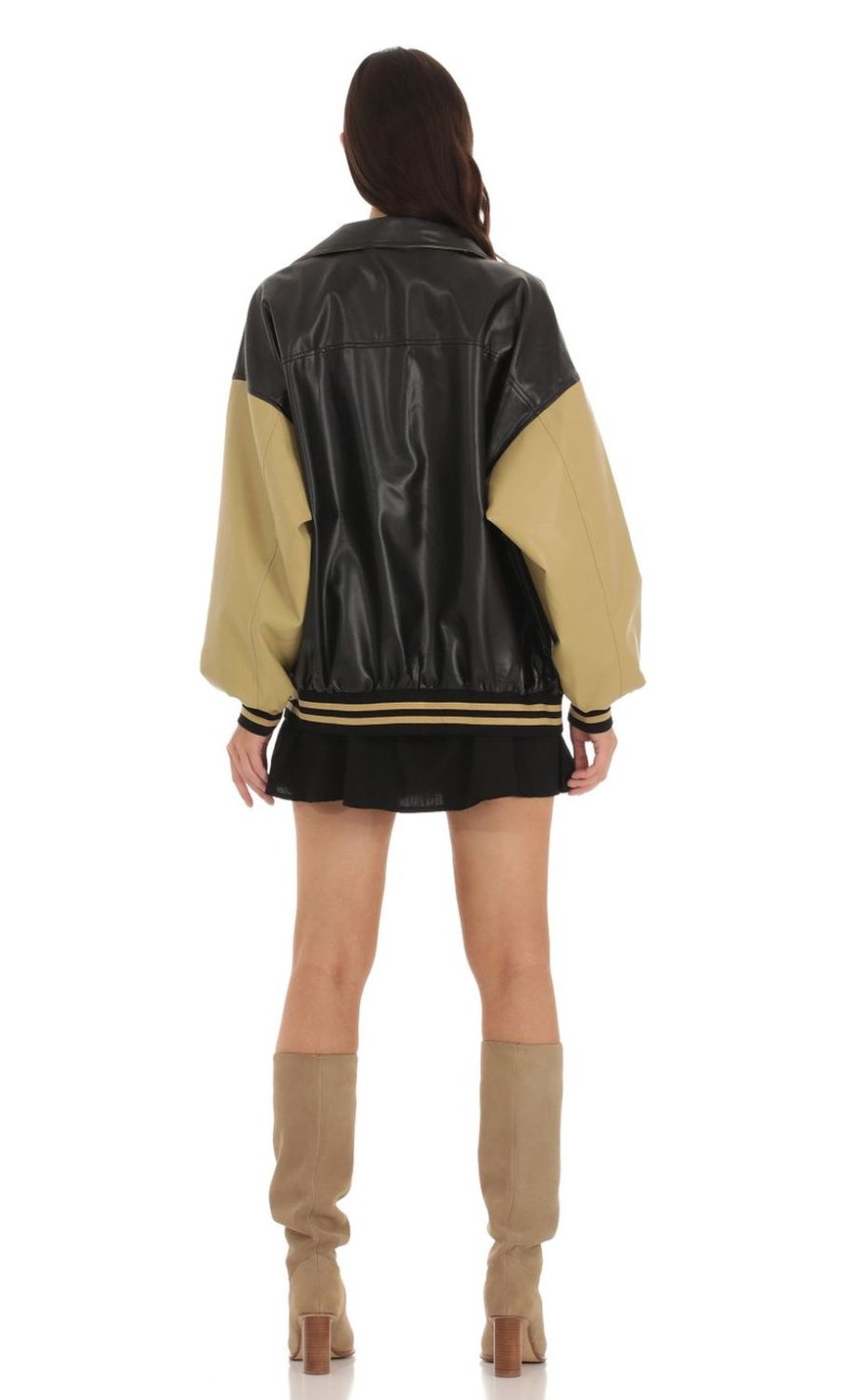 Clothing LUCY IN THE SKY | Two-Toned Oversized Letterman Jacket | Lucy In The Sky