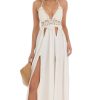 Clothing LUCY IN THE SKY | Quinne Crochet Cut-Out Maxi Dress In White | Lucy In The Sky