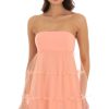 Clothing LUCY IN THE SKY | Sayla Tulle Strapless Babydoll Dress In Coral | Lucy In The Sky