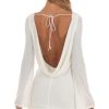 Clothing LUCY IN THE SKY | Edita Sequin Draped Open Back Dress In White | Lucy In The Sky