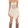 Clothing LUCY IN THE SKY | Strapless Mesh Cutout Dress In Cream | Lucy In The Sky