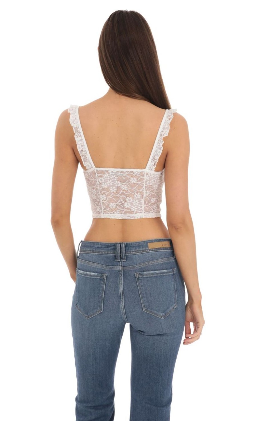 Clothing LUCY IN THE SKY | Floral Lace Top In White | Lucy In The Sky