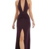 Clothing LUCY IN THE SKY | Nubia Front Slit Open Back Maxi Dress In Purple | Lucy In The Sky