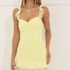 Clothing LUCY IN THE SKY | Danika Dotted Chiffon Sweetheart Dress In Yellow | Lucy In The Sky