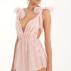 Clothing LUCY IN THE SKY | Magdalena Tulle Glitter Romper In Pink | Lucy In The Sky