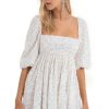 Clothing LUCY IN THE SKY | Afia Velvet Sequin Baby Doll Dress In White | Lucy In The Sky