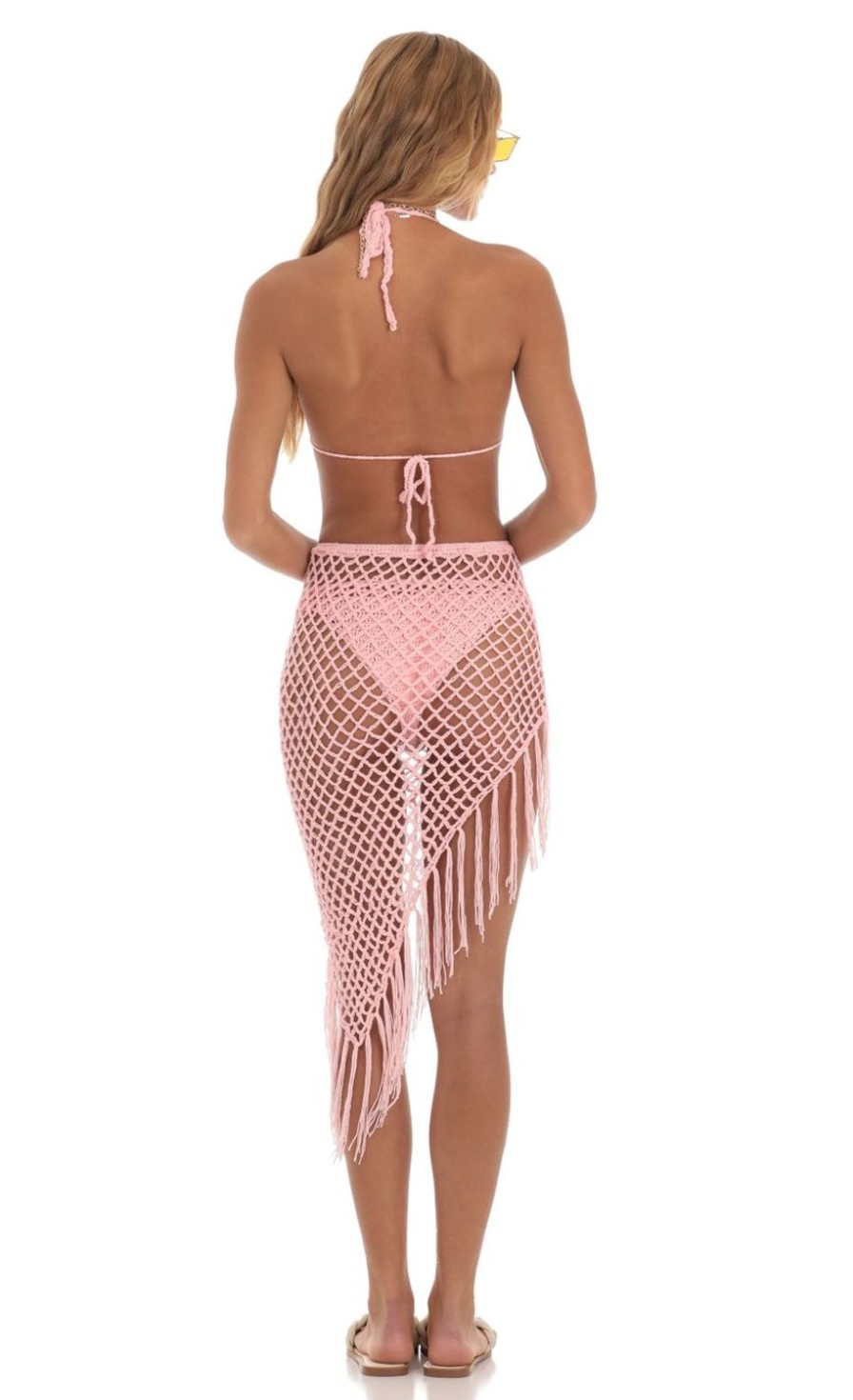 Clothing LUCY IN THE SKY | Anza Crochet Three Piece Set In Pink | Lucy In The Sky