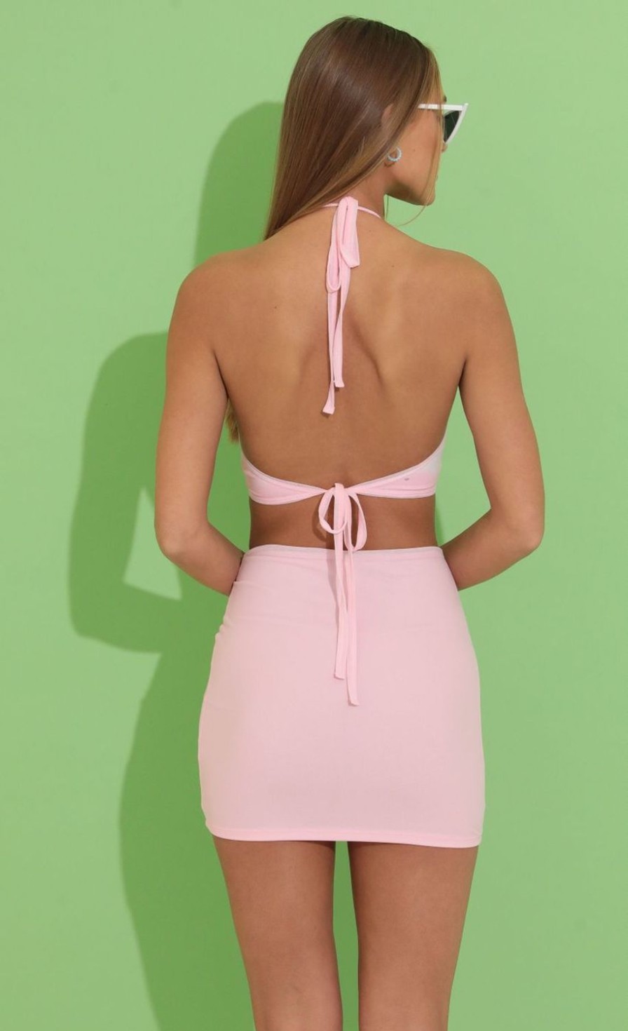 Clothing LUCY IN THE SKY | Shakya Mesh Two Piece Set In Pink | Lucy In The Sky