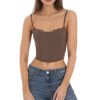 Clothing LUCY IN THE SKY | Lace Corset Top In Brown | Lucy In The Sky