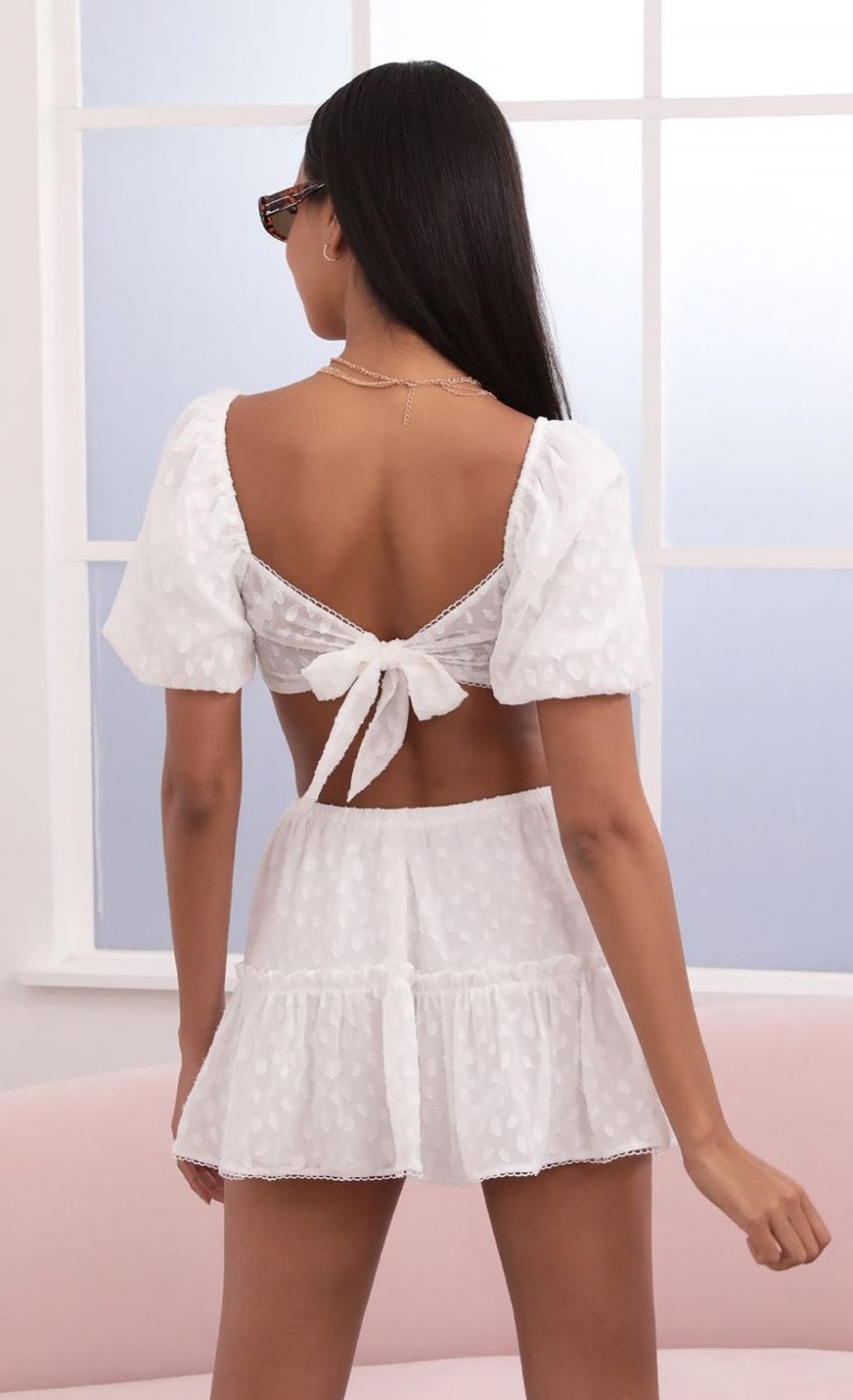 Clothing LUCY IN THE SKY | Sandy Sweetheart Two Piece Set In White | Lucy In The Sky