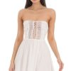 Clothing LUCY IN THE SKY | Front Lace Chiffon Strapless Dress In White | Lucy In The Sky