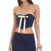 Clothing LUCY IN THE SKY | Pointed Bow Two Piece Set In Navy | Lucy In The Sky