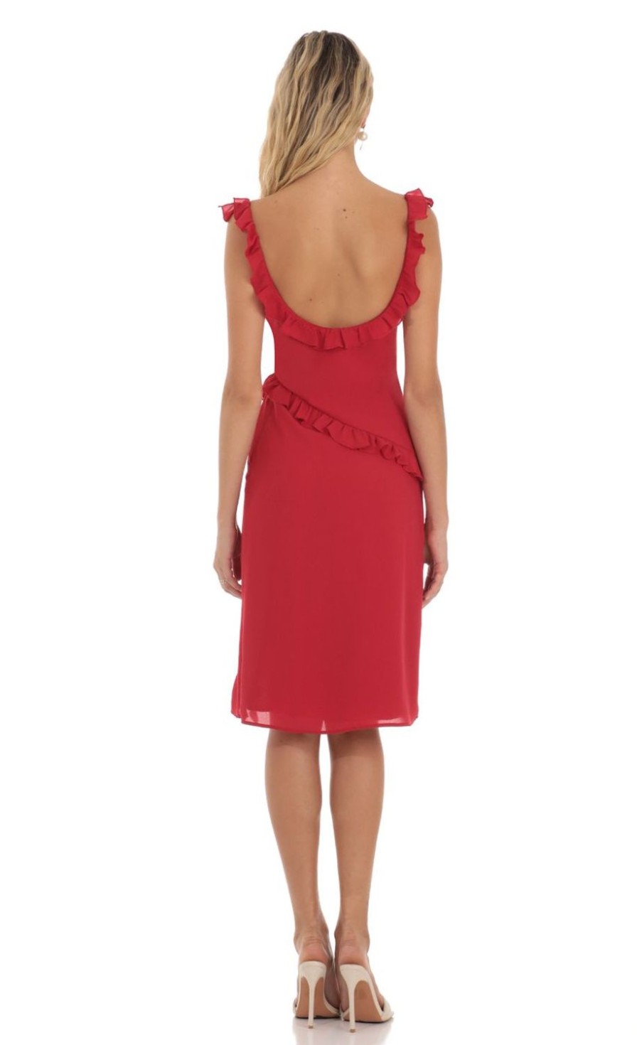 Clothing LUCY IN THE SKY | Kofi Ruffle Dress In Red | Lucy In The Sky